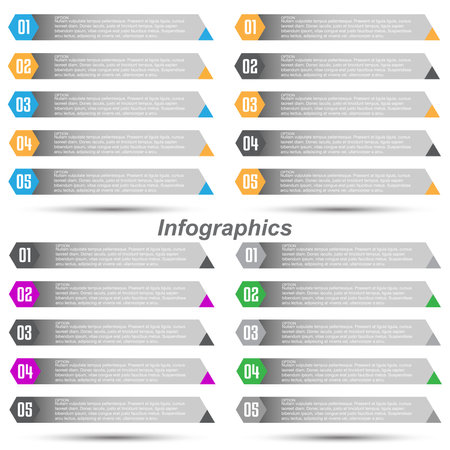 Collection infographics with steps and options, banner  for  business design and website template.のイラスト素材