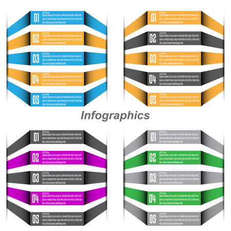 Collection infographics with steps and options, banner  for  business design and website template.のイラスト素材