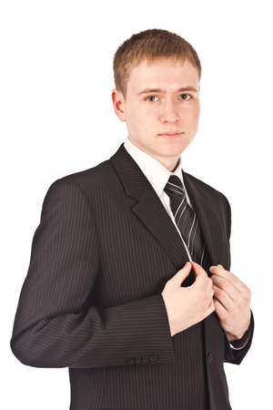 cute guy in suit on a whiteの写真素材