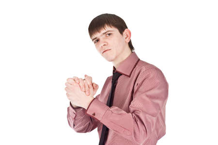 Portrait businessman hand shake on isolate backoutの写真素材