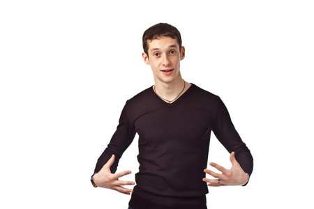 Portrait adult guy on isolate background