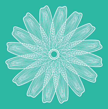 vector linear stylized white flower on a green backgroundのイラスト素材