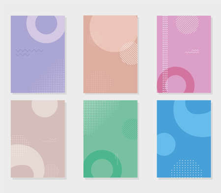 set of bright abstract vector color geometric backgroundのイラスト素材