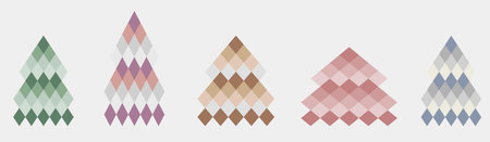 A set of multi-colored christmas trees for designのイラスト素材