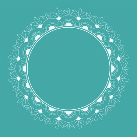 Frame mandala vector. A symmetrical round green ornament. Ethnic drawのイラスト素材