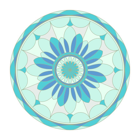 Mandala ornament vector. A symmetrical geometry color flower Ethnic drawのイラスト素材