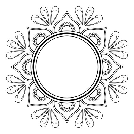 Mandala line vector. A symmetrical round monochrome ornament. Coloringのイラスト素材