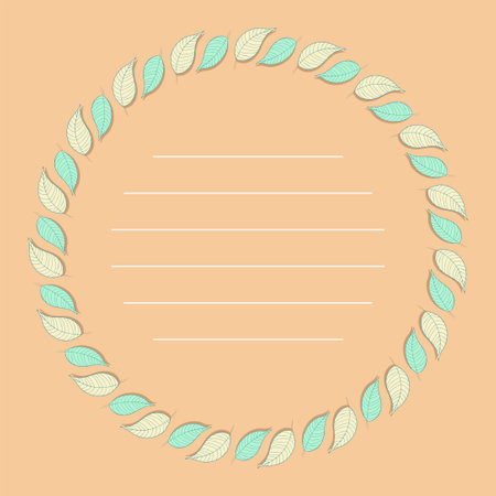 Natural vector frame. Color linear leaves. Template for greeting card, invitation, posterのイラスト素材