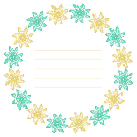 Vector floral color frame. Pattern of round stylized inscriptionのイラスト素材