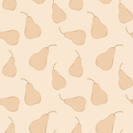 Vector brown pear seamless pattern. Monochrome background fruitsのイラスト素材
