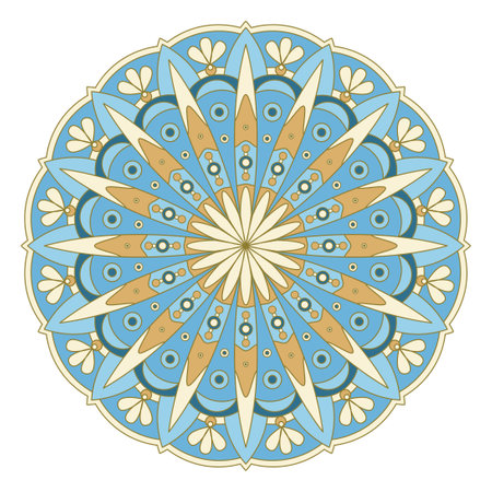 Mandala ornament vector. A symmetrical geometry color flower Ethnic drawのイラスト素材