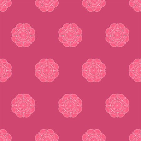Mandala seamless pattern vector. A symmetrical round pink monochrome ornament. Ethnic drawのイラスト素材