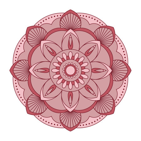 Mandala vector. A symmetrical round red monochrome ornament. Ethnic drawのイラスト素材