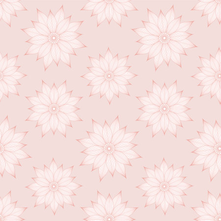 Ethnic seamless vector pattern. Light red geometric flower mandalas. Can be used for design of fabric, covers, wallpapers, tiles.のイラスト素材