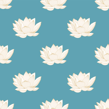 Vector color seamless pattern of lotus flowers. Graphics.のイラスト素材