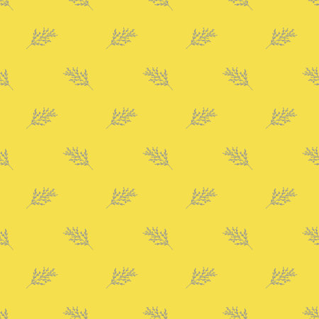 Vector seamless floral pattern. Gray elements on a yellow background.のイラスト素材
