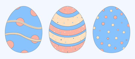A set of multi-colored vector Easter eggs. Easter holidayのイラスト素材