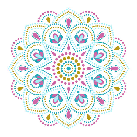 Vector dot painting mandalas. Aboriginal style of dot painting. Painting dishesのイラスト素材