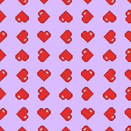 Vector seamless pattern of hearts. Pixel background. Love. Valentines Day.のイラスト素材