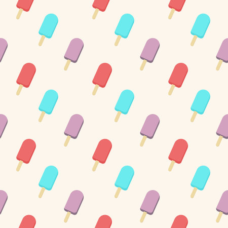 Vector ice creame seamless pattern. Colorful illustration background. Decorative print. Child summer...