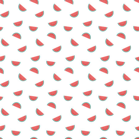 Vector seamless pattern with watermelon wedges. A nice summer print.
