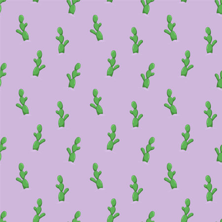 Vector seamless pattern with cacti. Natural summer print. Flat child illustration.