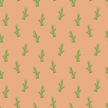 Vector seamless pattern with cacti. Natural summer print. Flat illustration.