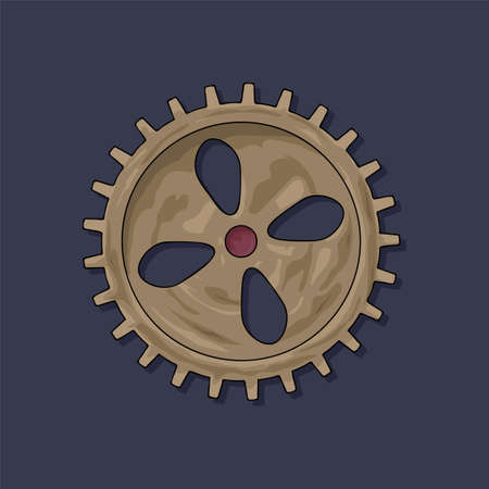 Gear. Vector illustration. The colored round jagged element of the mechanism. Isolated detail. Steampunkのイラスト素材
