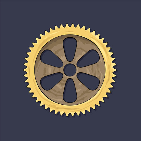 Gear. Vector illustration. The colored round jagged element of the mechanism. Isolated detail. Steampunkのイラスト素材