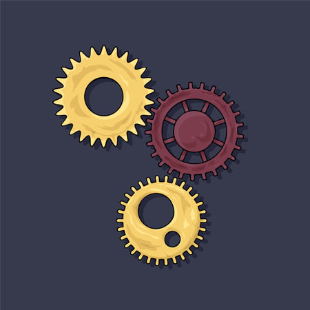 Gear. Vector illustration. The colored round jagged element of the mechanism. Isolated detail....