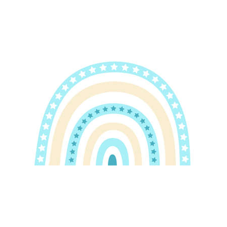 Vector child's drawing of a rainbow. Cute boho illustration. Baby shower design element, baby clothes print, postcard. Scandinavian minimalism. Pastel toneのイラスト素材
