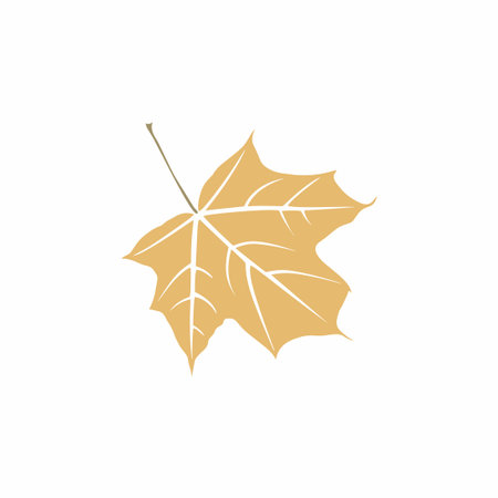 Graceful ocher leaf. Flat twig. Vector isolated element. Garden plant. Icon. Summer or spring design