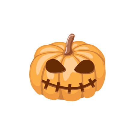 Halloween Pumpkin Icon Orange Pumpkin Smile Your Design Halloween Holiday Vector illustration. Autumn print.のイラスト素材