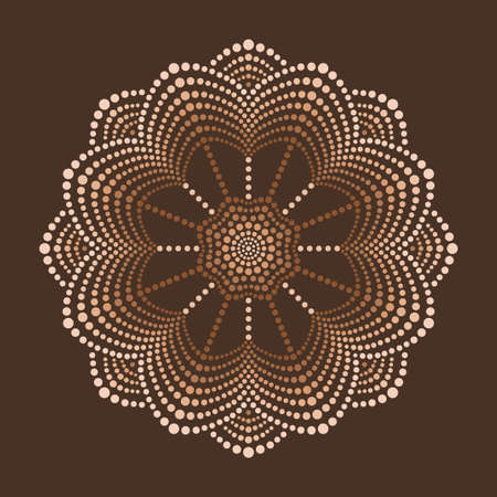 Vector dot painting green mandalas. Aboriginal style of dot paintingのイラスト素材