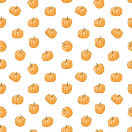 autumn vector seamless pattern of cute Halloween pumpkinsのイラスト素材