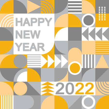 Happy new year poster template. Geometric minimalistic vector pattern. Multicolored abstract flat scandinavian pattern.のイラスト素材