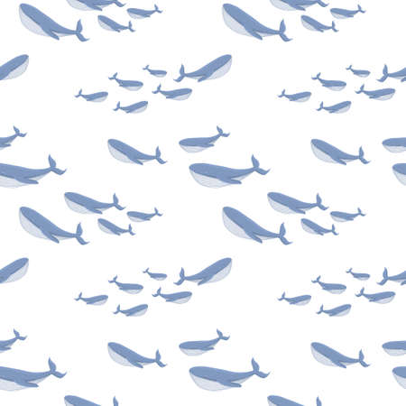 Seamless pattern with whales. Vector illustration. Cute baby background. Great for kids decor, wrapping paper, home textiles, notebook covers.のイラスト素材