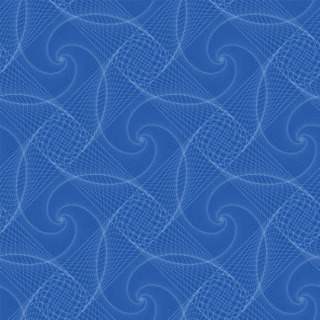 Seamless vector pattern tile with linear spirals balls in blue.のイラスト素材