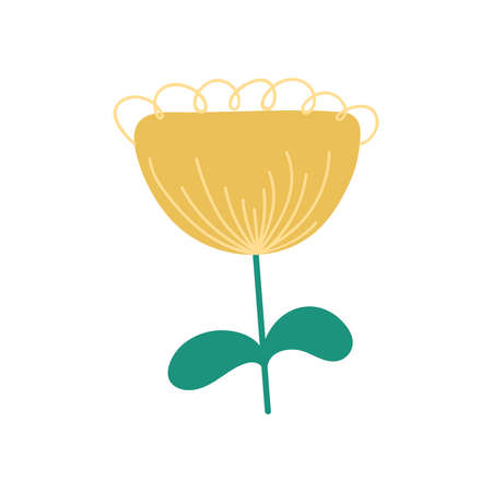 Decorative floral vector. Cute delicate childish summer print.のイラスト素材