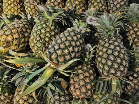 Pipeapple on plate in supermarket