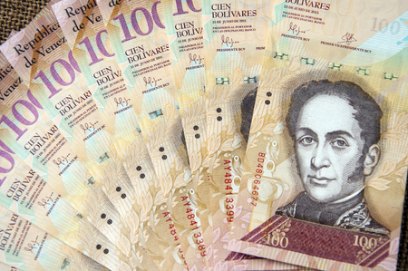 one hundred Bolivares the currency of the country Venezuela in South America.の写真素材