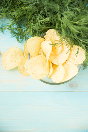 Potato chips with spicyの写真素材