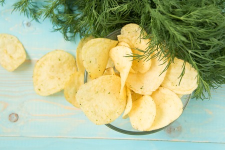 Potato chips homemadeの写真素材