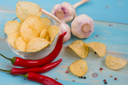 Potato chips homemadeの写真素材