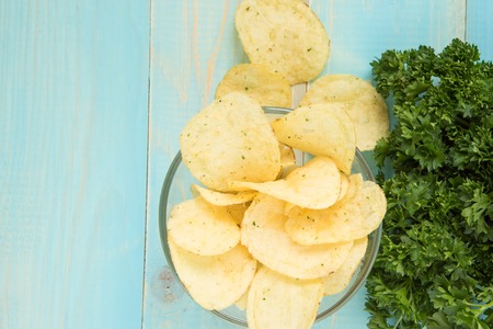 Potato chips with spicyの写真素材