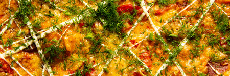 Pizza background - macro shot delicious italian pizza