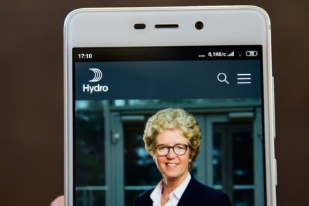 Norsk Hydro logo on the smartphone screen