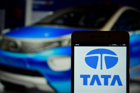 Tata logo seen on the smartphone screen