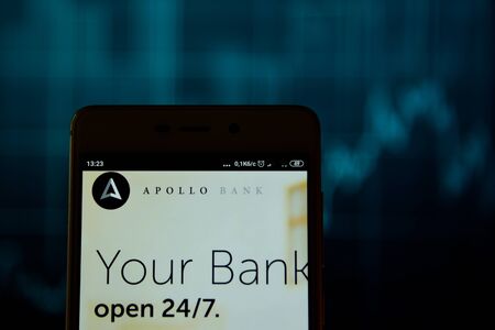 Apollo Bank Miami logo on the smartphoneのeditorial素材