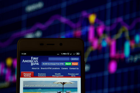 First American Bank logo seen on smartphone